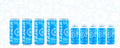 Trager Blue Raspberry 12 oz cans and 2 oz shots lined up