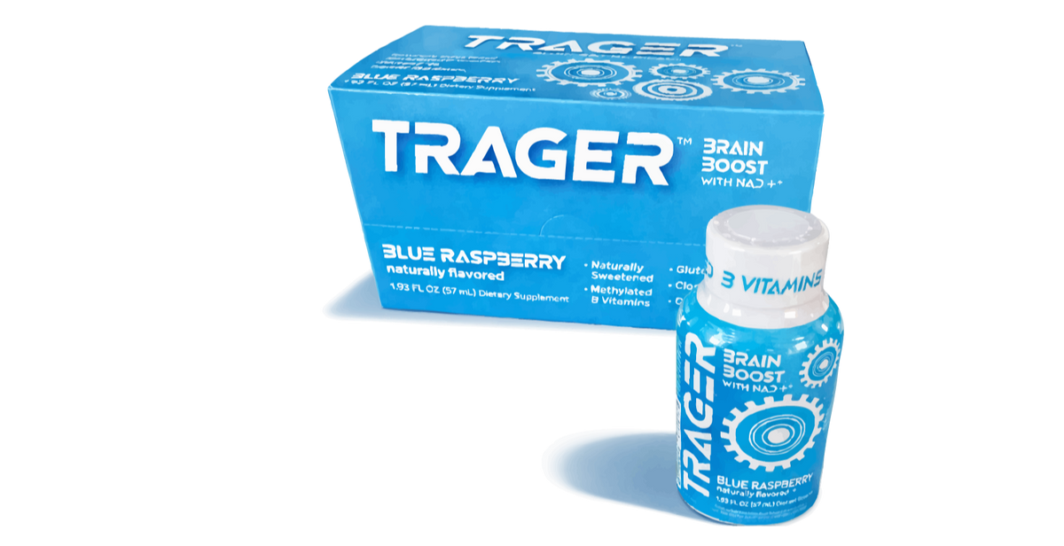 Trager Blue Raspberry 2 oz shots, 12-pack box